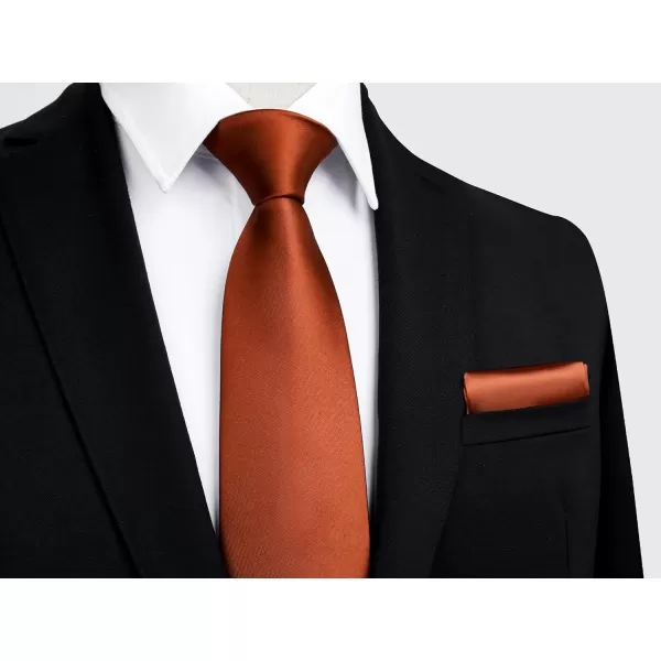 HISDERN Mens Solid Color Ties Formal Satin Necktie and Pocket Square Set Classic Wedding Business Tie &amp; Handkerchief