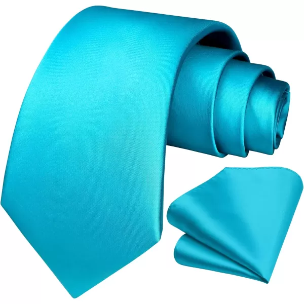 HISDERN Mens Solid Color Ties Formal Satin Necktie and Pocket Square Set Classic Wedding Business Tie &amp; Handkerchief
