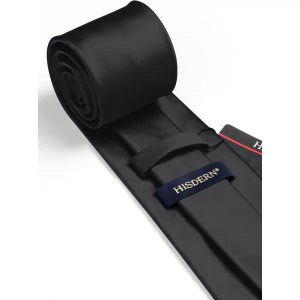 HISDERN Mens Solid Color Ties Formal Satin Necktie and Pocket Square Set Classic Wedding Business Tie &amp; Handkerchief
