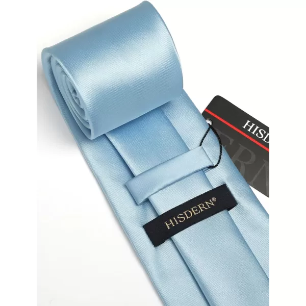 HISDERN Mens Solid Color Ties Formal Satin Necktie and Pocket Square Set Classic Wedding Business Tie &amp; Handkerchief