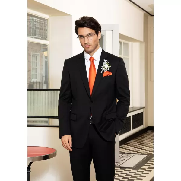 HISDERN Mens Solid Color Ties Formal Satin Necktie and Pocket Square Set Classic Wedding Business Tie &amp; Handkerchief