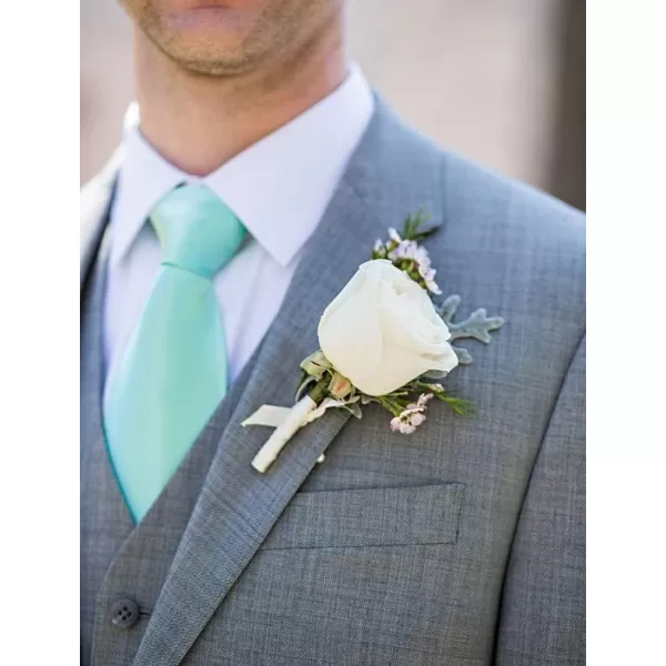 HISDERN Mens Solid Color Ties Formal Satin Necktie and Pocket Square Set Classic Wedding Business Tie &amp; Handkerchief