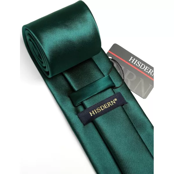 HISDERN Mens Solid Color Ties Formal Satin Necktie and Pocket Square Set Classic Wedding Business Tie &amp; Handkerchief