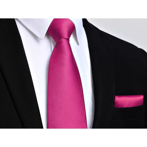 HISDERN Mens Solid Color Ties Formal Satin Necktie and Pocket Square Set Classic Wedding Business Tie &amp; Handkerchief
