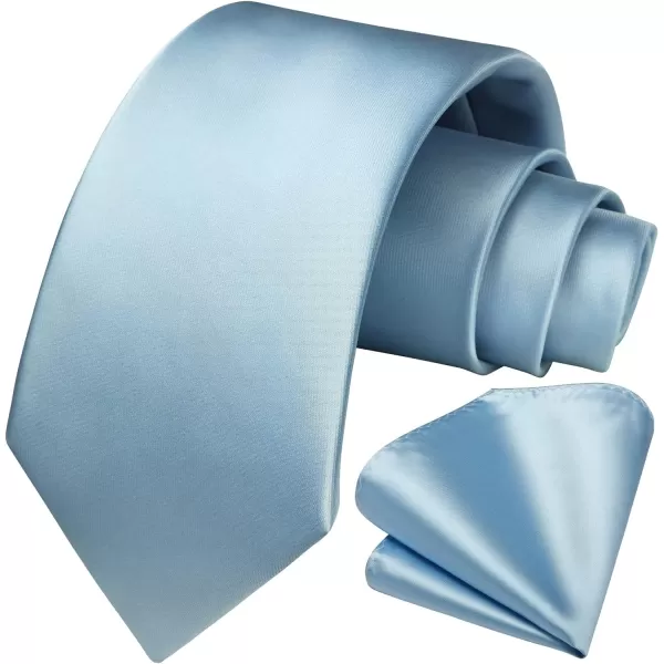 HISDERN Mens Solid Color Ties Formal Satin Necktie and Pocket Square Set Classic Wedding Business Tie &amp; Handkerchief