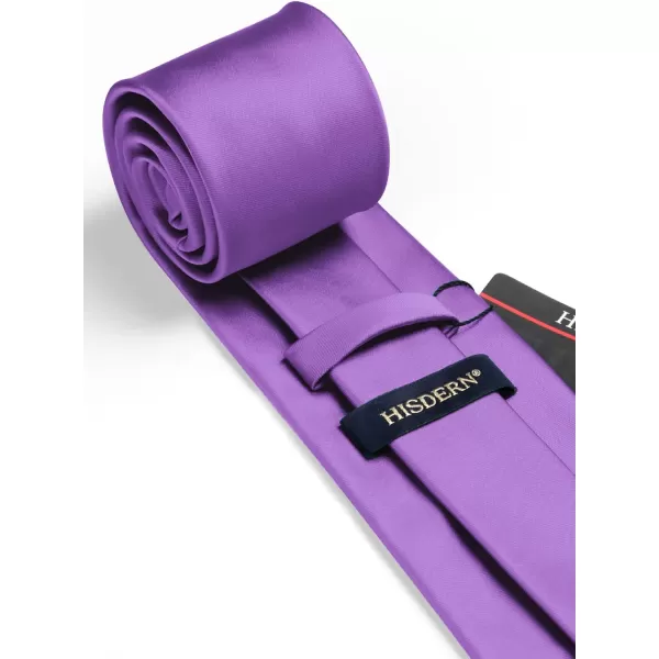 HISDERN Mens Solid Color Ties Formal Satin Necktie and Pocket Square Set Classic Wedding Business Tie &amp; Handkerchief
