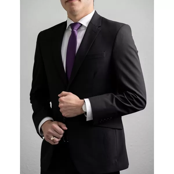 HISDERN Mens Solid Color Ties Formal Satin Necktie and Pocket Square Set Classic Wedding Business Tie &amp; Handkerchief