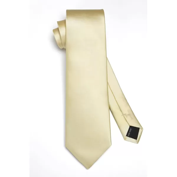 HISDERN Mens Solid Color Ties Formal Satin Necktie and Pocket Square Set Classic Wedding Business Tie &amp; Handkerchief