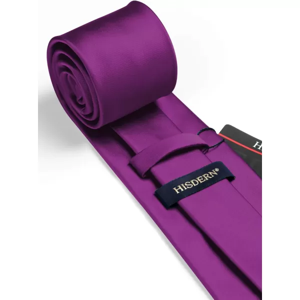 HISDERN Mens Solid Color Ties Formal Satin Necktie and Pocket Square Set Classic Wedding Business Tie &amp; Handkerchief