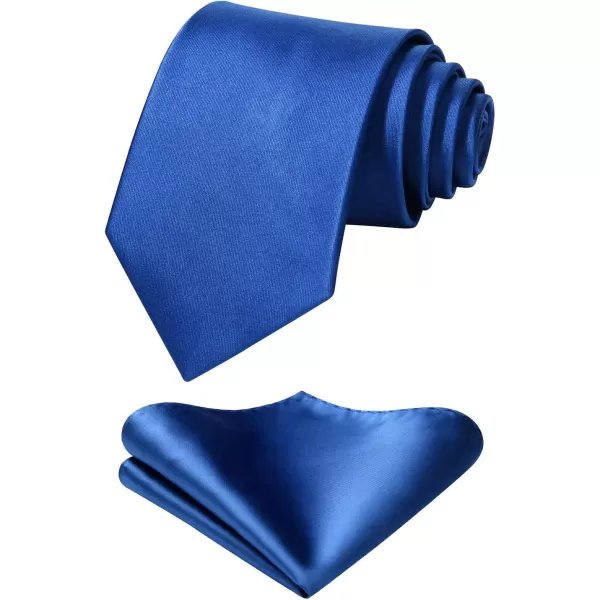 HISDERN Mens Solid Color Ties Formal Satin Necktie and Pocket Square Set Classic Wedding Business Tie &amp; Handkerchief