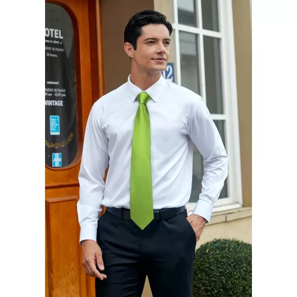 HISDERN Mens Solid Color Ties Formal Satin Necktie and Pocket Square Set Classic Wedding Business Tie &amp; Handkerchief