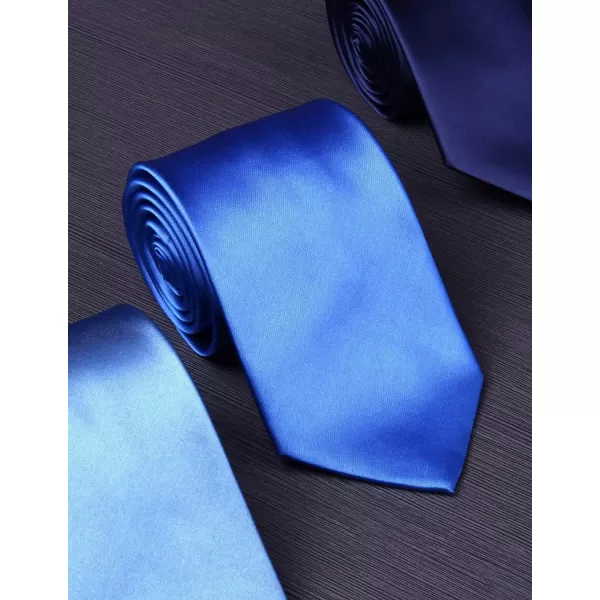 HISDERN Mens Solid Color Ties Formal Satin Necktie and Pocket Square Set Classic Wedding Business Tie &amp; Handkerchief