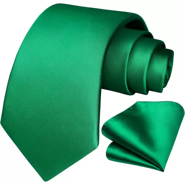 HISDERN Mens Solid Color Ties Formal Satin Necktie and Pocket Square Set Classic Wedding Business Tie &amp; Handkerchief