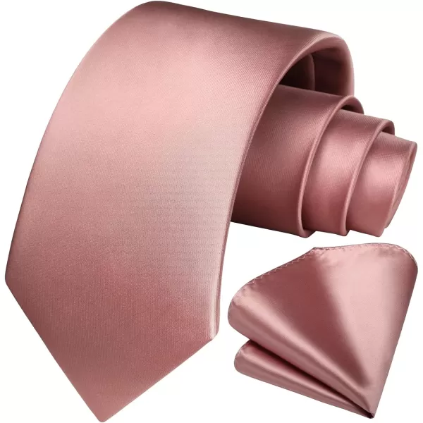 HISDERN Mens Solid Color Ties Formal Satin Necktie and Pocket Square Set Classic Wedding Business Tie &amp; Handkerchief