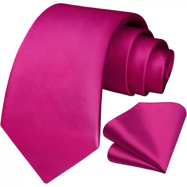HISDERN Mens Solid Color Ties Formal Satin Necktie and Pocket Square Set Classic Wedding Business Tie &amp; Handkerchief