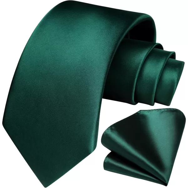 HISDERN Mens Solid Color Ties Formal Satin Necktie and Pocket Square Set Classic Wedding Business Tie &amp; Handkerchief