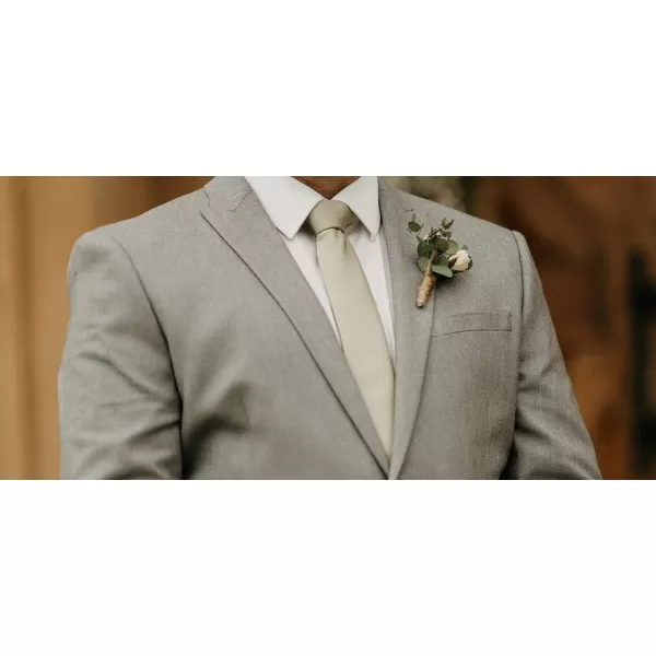 HISDERN Mens Solid Color Ties Formal Satin Necktie and Pocket Square Set Classic Wedding Business Tie &amp; Handkerchief