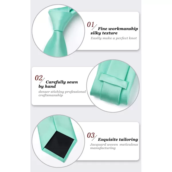 HISDERN Mens Solid Color Ties Formal Satin Necktie and Pocket Square Set Classic Wedding Business Tie &amp; Handkerchief