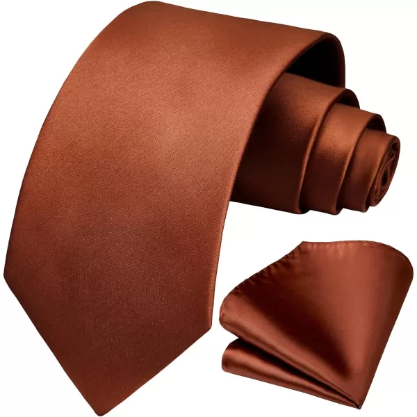 HISDERN Mens Solid Color Ties Formal Satin Necktie and Pocket Square Set Classic Wedding Business Tie &amp; Handkerchief