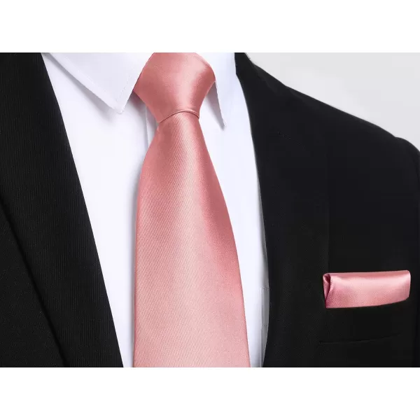 HISDERN Mens Solid Color Ties Formal Satin Necktie and Pocket Square Set Classic Wedding Business Tie &amp; Handkerchief