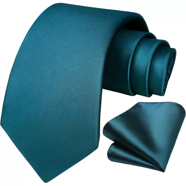 HISDERN Mens Solid Color Ties Formal Satin Necktie and Pocket Square Set Classic Wedding Business Tie &amp; Handkerchief