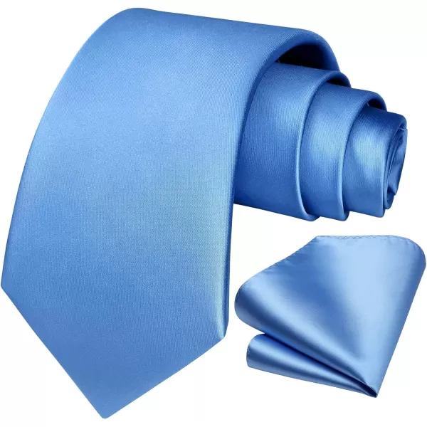 HISDERN Mens Solid Color Ties Formal Satin Necktie and Pocket Square Set Classic Wedding Business Tie &amp; Handkerchief