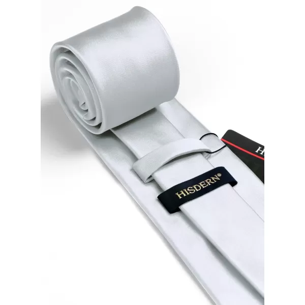 HISDERN Mens Solid Color Ties Formal Satin Necktie and Pocket Square Set Classic Wedding Business Tie &amp; Handkerchief