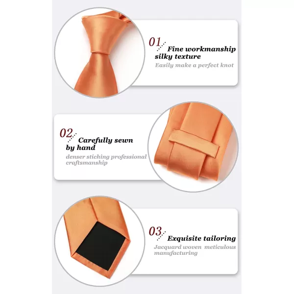 HISDERN Mens Solid Color Ties Formal Satin Necktie and Pocket Square Set Classic Wedding Business Tie &amp; Handkerchief