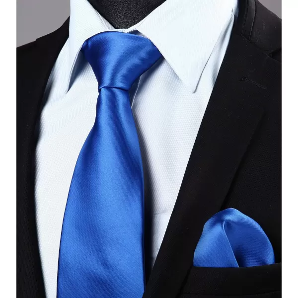 HISDERN Mens Solid Color Ties Formal Satin Necktie and Pocket Square Set Classic Wedding Business Tie &amp; Handkerchief
