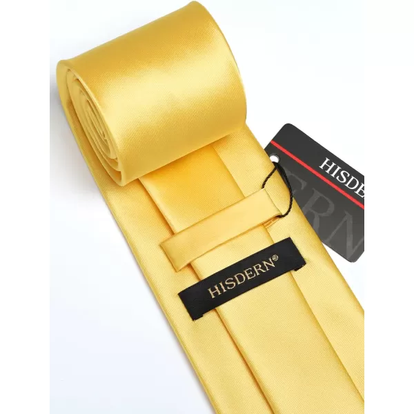 HISDERN Mens Solid Color Ties Formal Satin Necktie and Pocket Square Set Classic Wedding Business Tie &amp; Handkerchief