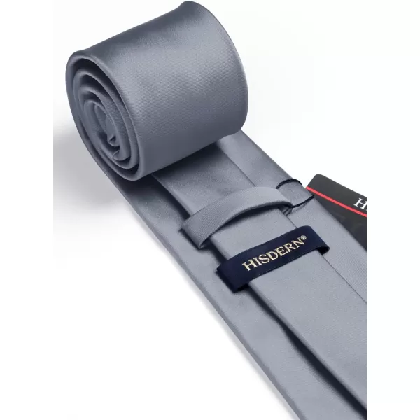 HISDERN Mens Solid Color Ties Formal Satin Necktie and Pocket Square Set Classic Wedding Business Tie &amp; Handkerchief