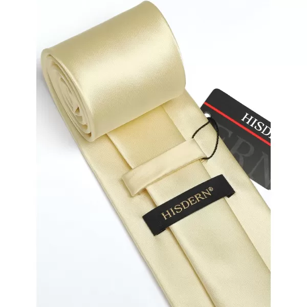 HISDERN Mens Solid Color Ties Formal Satin Necktie and Pocket Square Set Classic Wedding Business Tie &amp; Handkerchief