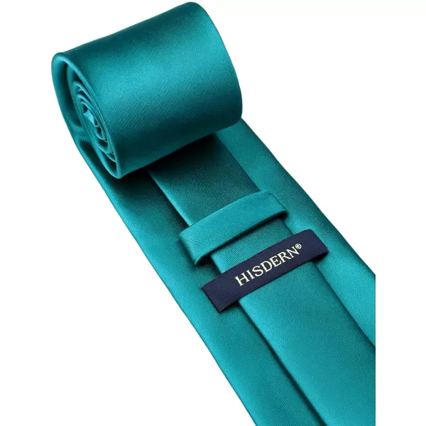HISDERN Mens Solid Color Ties Formal Satin Necktie and Pocket Square Set Classic Wedding Business Tie &amp; Handkerchief