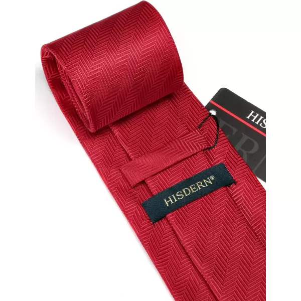 HISDERN Mens Solid Ties Formal Business Woven Tie and Pocket Square Cufflinks Set Classic Silk Satin Necktie Wedding
