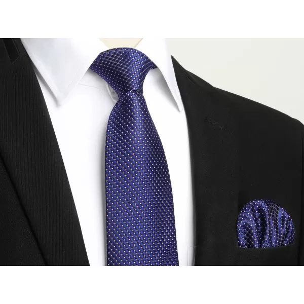 HISDERN Mens Solid Ties Formal Business Woven Tie and Pocket Square Cufflinks Set Classic Silk Satin Necktie Wedding