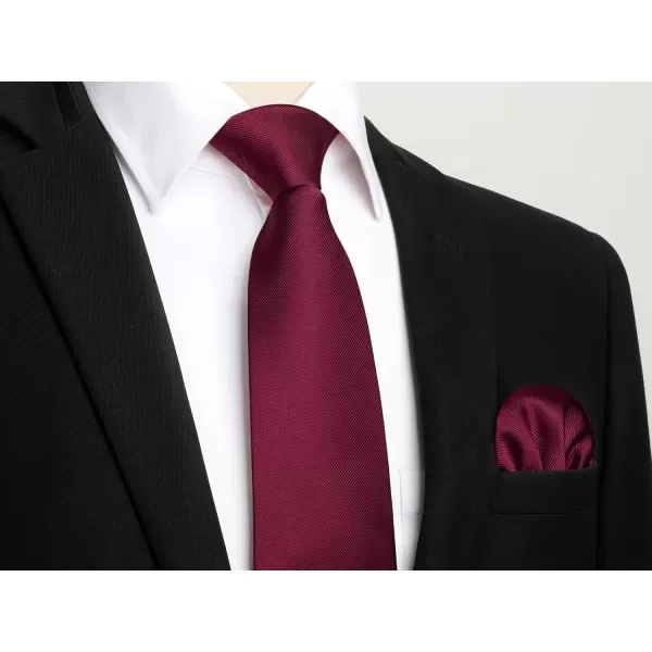 HISDERN Mens Solid Ties Formal Business Woven Tie and Pocket Square Cufflinks Set Classic Silk Satin Necktie Wedding