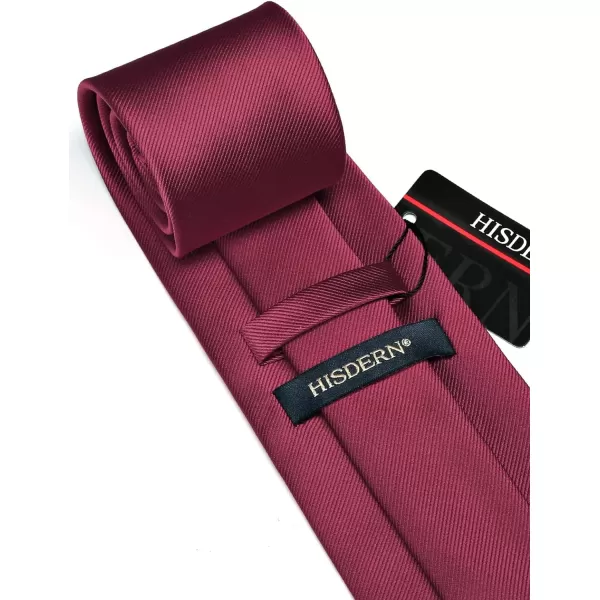 HISDERN Mens Solid Ties Formal Business Woven Tie and Pocket Square Cufflinks Set Classic Silk Satin Necktie Wedding