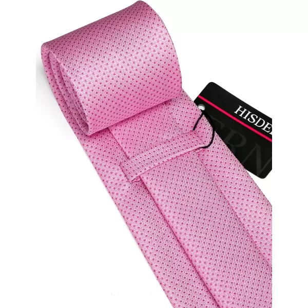 HISDERN Mens Solid Ties Formal Business Woven Tie and Pocket Square Cufflinks Set Classic Silk Satin Necktie Wedding