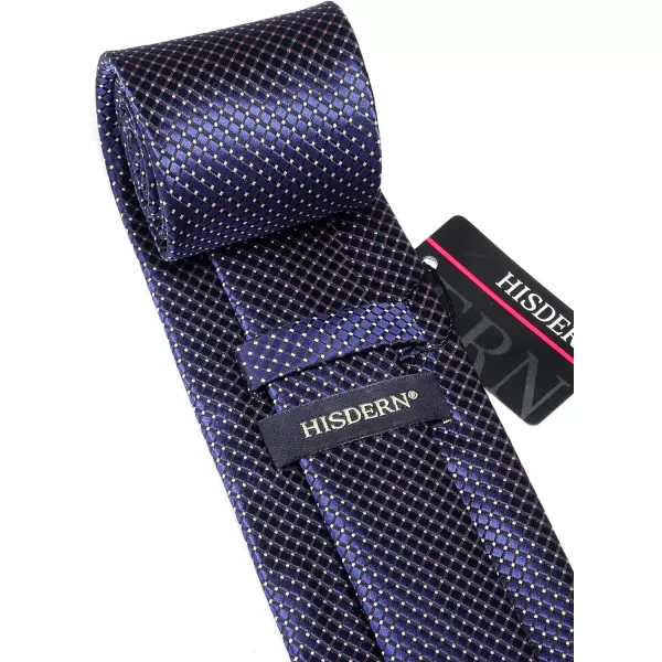 HISDERN Mens Solid Ties Formal Business Woven Tie and Pocket Square Cufflinks Set Classic Silk Satin Necktie Wedding