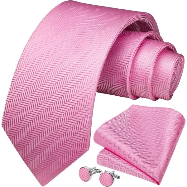 HISDERN Mens Solid Ties Formal Business Woven Tie and Pocket Square Cufflinks Set Classic Silk Satin Necktie Wedding