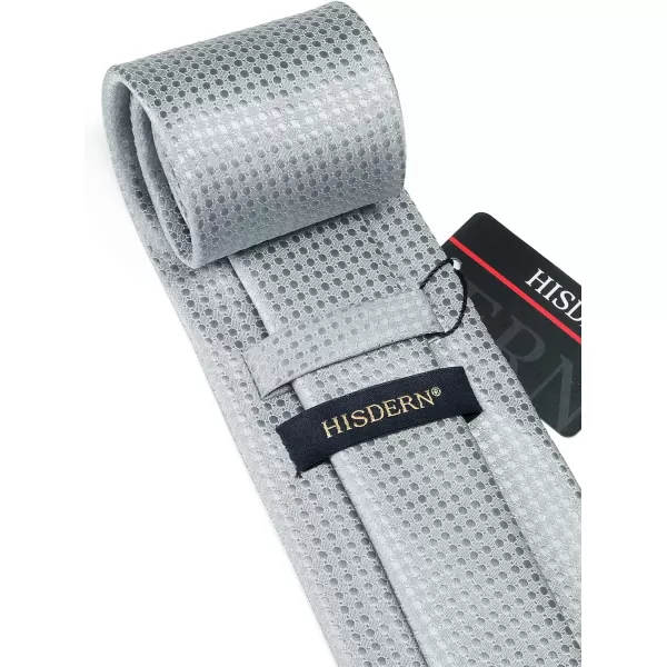HISDERN Mens Solid Ties Formal Business Woven Tie and Pocket Square Cufflinks Set Classic Silk Satin Necktie Wedding