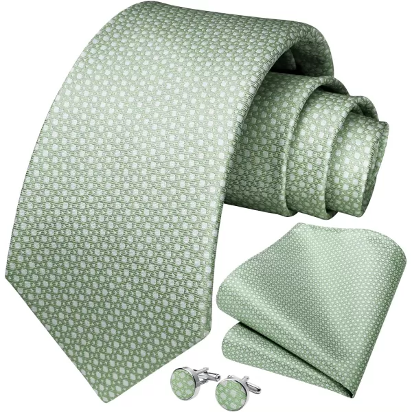 HISDERN Mens Solid Ties Formal Business Woven Tie and Pocket Square Cufflinks Set Classic Silk Satin Necktie Wedding