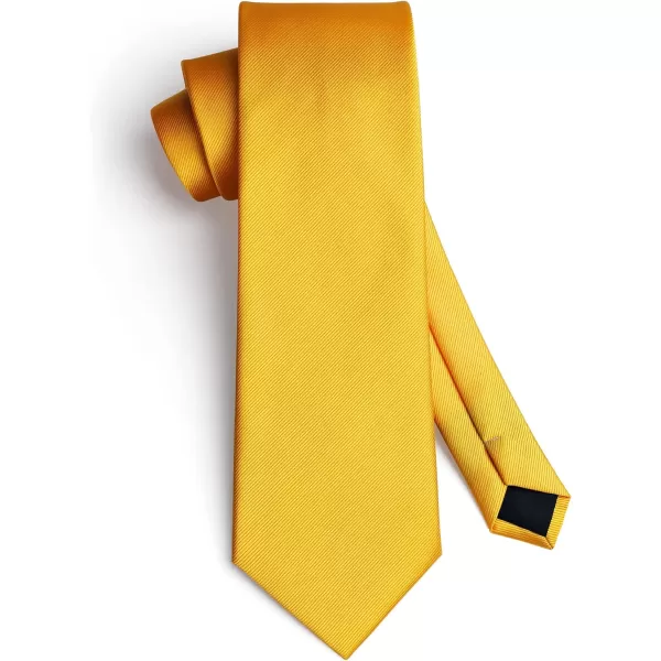 HISDERN Mens Solid Ties Formal Business Woven Tie and Pocket Square Cufflinks Set Classic Silk Satin Necktie Wedding