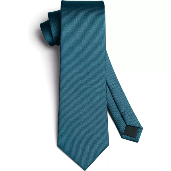 HISDERN Mens Solid Ties Formal Business Woven Tie and Pocket Square Cufflinks Set Classic Silk Satin Necktie Wedding