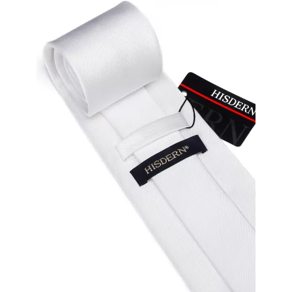HISDERN Mens Solid Ties Formal Business Woven Tie and Pocket Square Cufflinks Set Classic Silk Satin Necktie Wedding