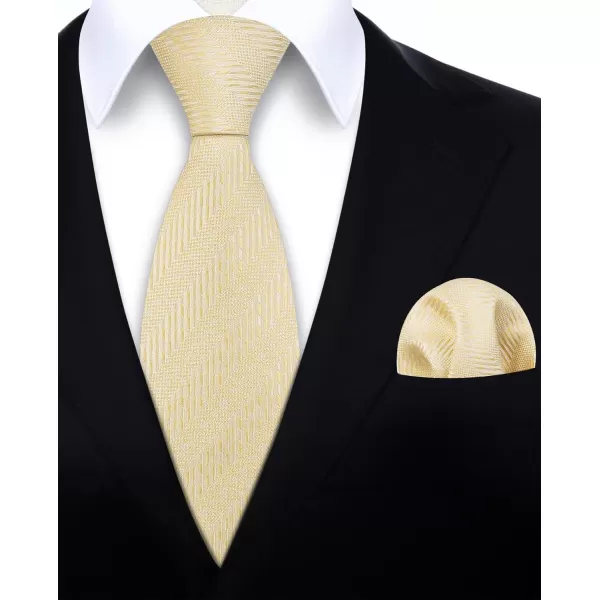 HISDERN Mens Solid Ties Formal Business Woven Tie and Pocket Square Cufflinks Set Classic Silk Satin Necktie Wedding