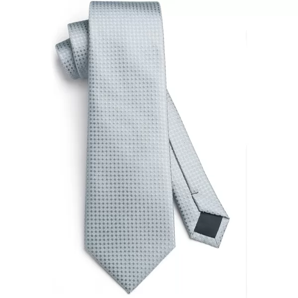HISDERN Mens Solid Ties Formal Business Woven Tie and Pocket Square Cufflinks Set Classic Silk Satin Necktie Wedding