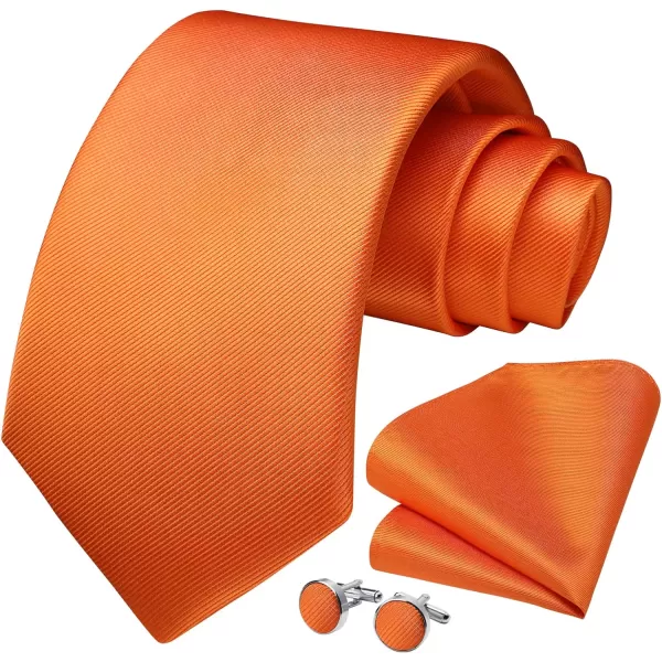 HISDERN Mens Solid Ties Formal Business Woven Tie and Pocket Square Cufflinks Set Classic Silk Satin Necktie Wedding