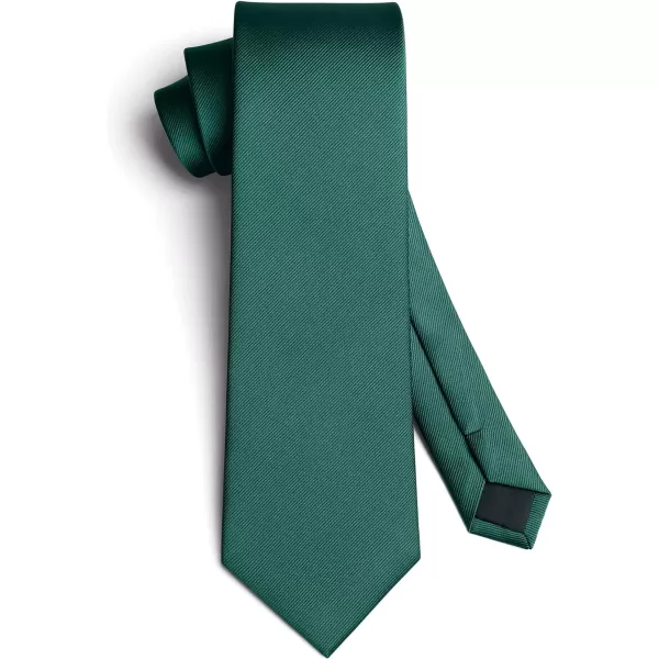 HISDERN Mens Solid Ties Formal Business Woven Tie and Pocket Square Cufflinks Set Classic Silk Satin Necktie Wedding