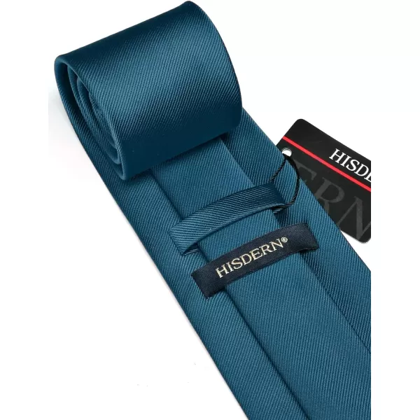 HISDERN Mens Solid Ties Formal Business Woven Tie and Pocket Square Cufflinks Set Classic Silk Satin Necktie Wedding